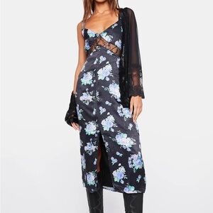 NWT WeWoreWhat Floral Satin Slip Dress S